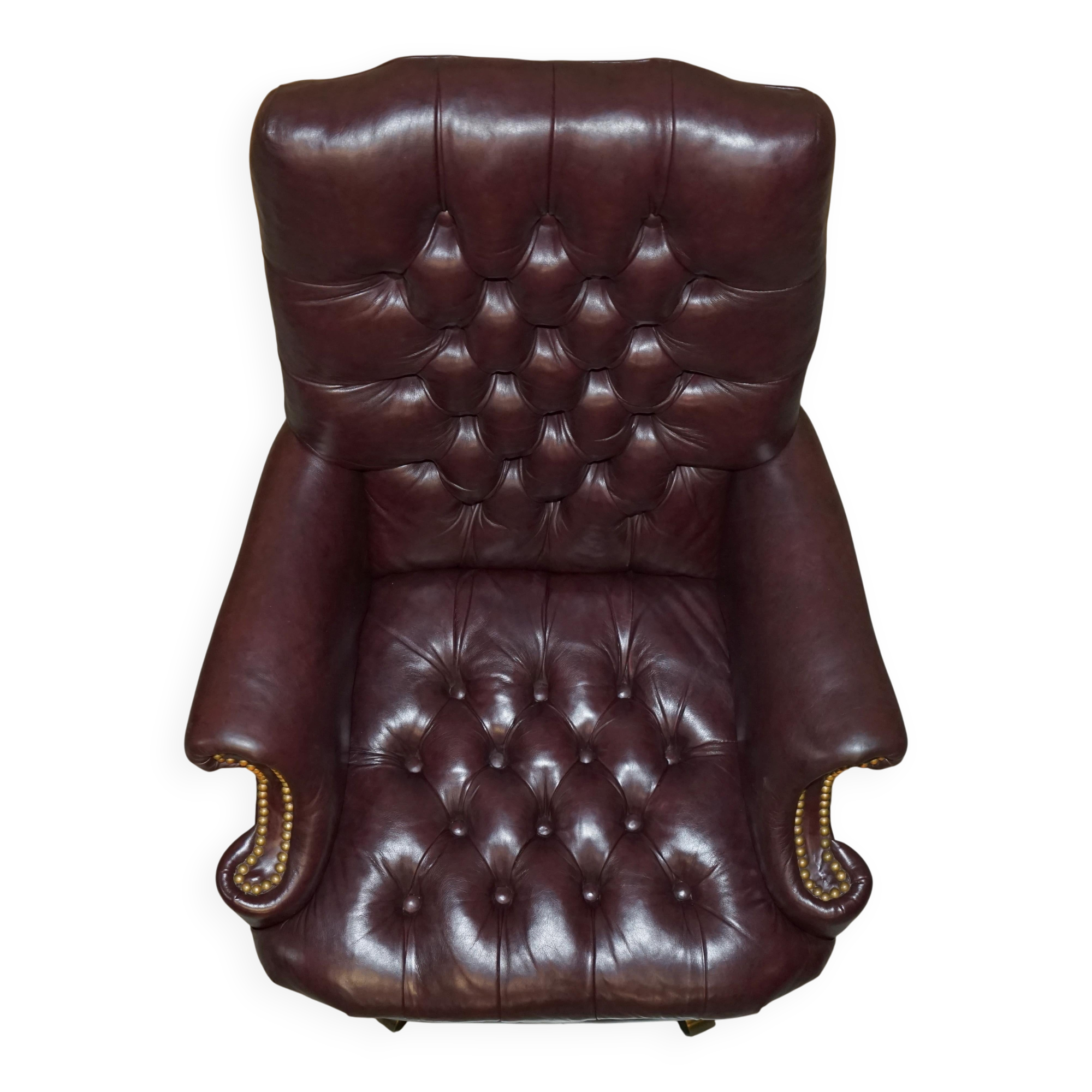 Vintage Chesterfield office chair with high back in Heritage leather.