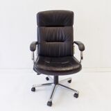 German office armchair black leather 70s