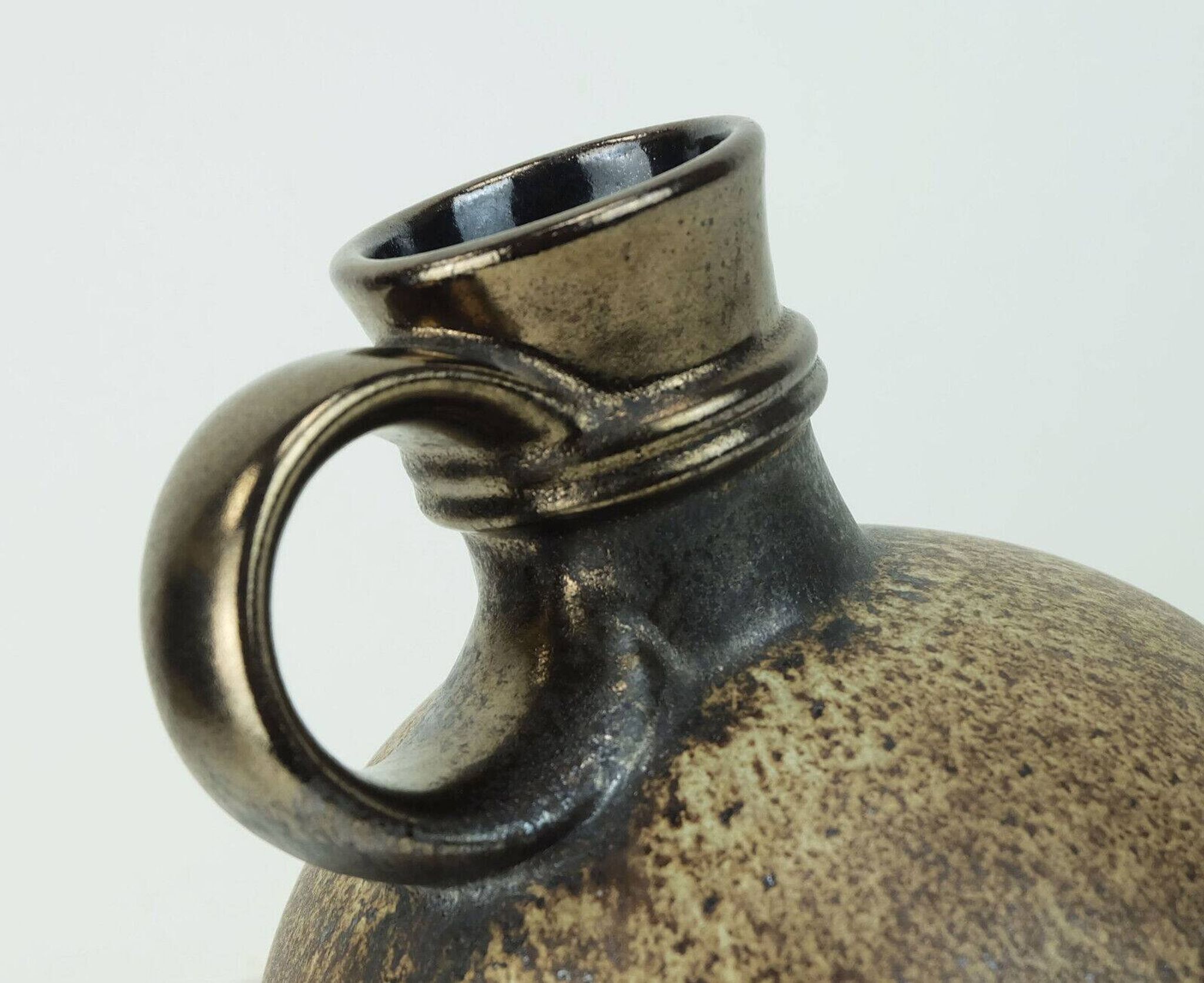 1970s vase steuler-keramik model 308/20 shades of brown and metallic glaze
