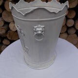 Seau pot de fleurs fer blanc vintage