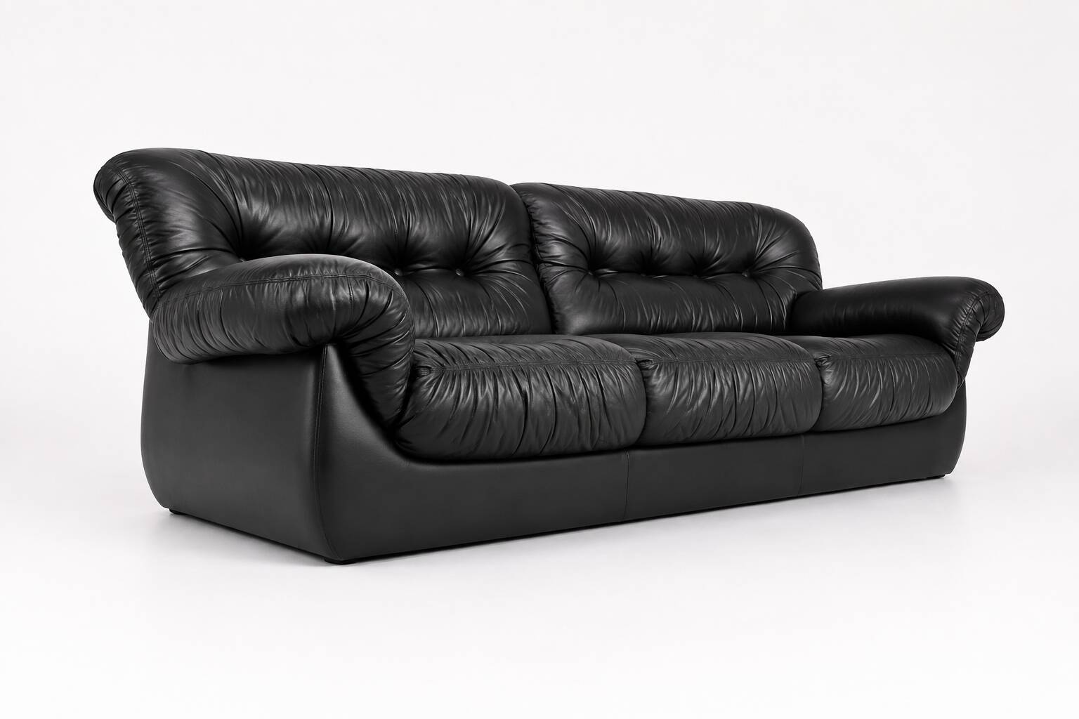 1970’s Vintage Italian design black leather sofa from PelleRossi