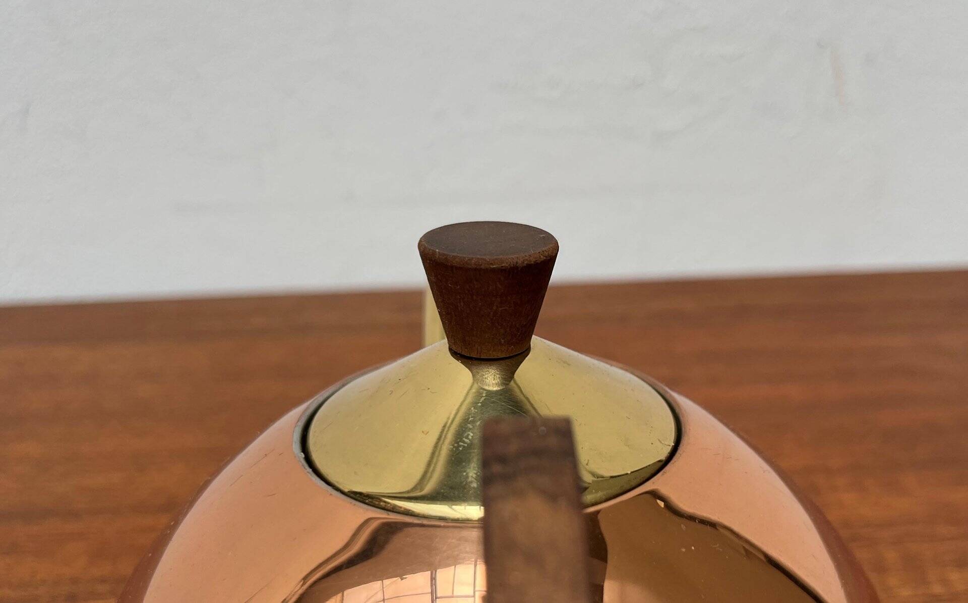 Metal and teak teapot from the mid-century, 1960s.