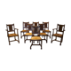 Set of six chairs and two brutalist armchairs mid-century 1950'