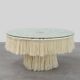 Monumental dining table with glass top and macramé, Italy