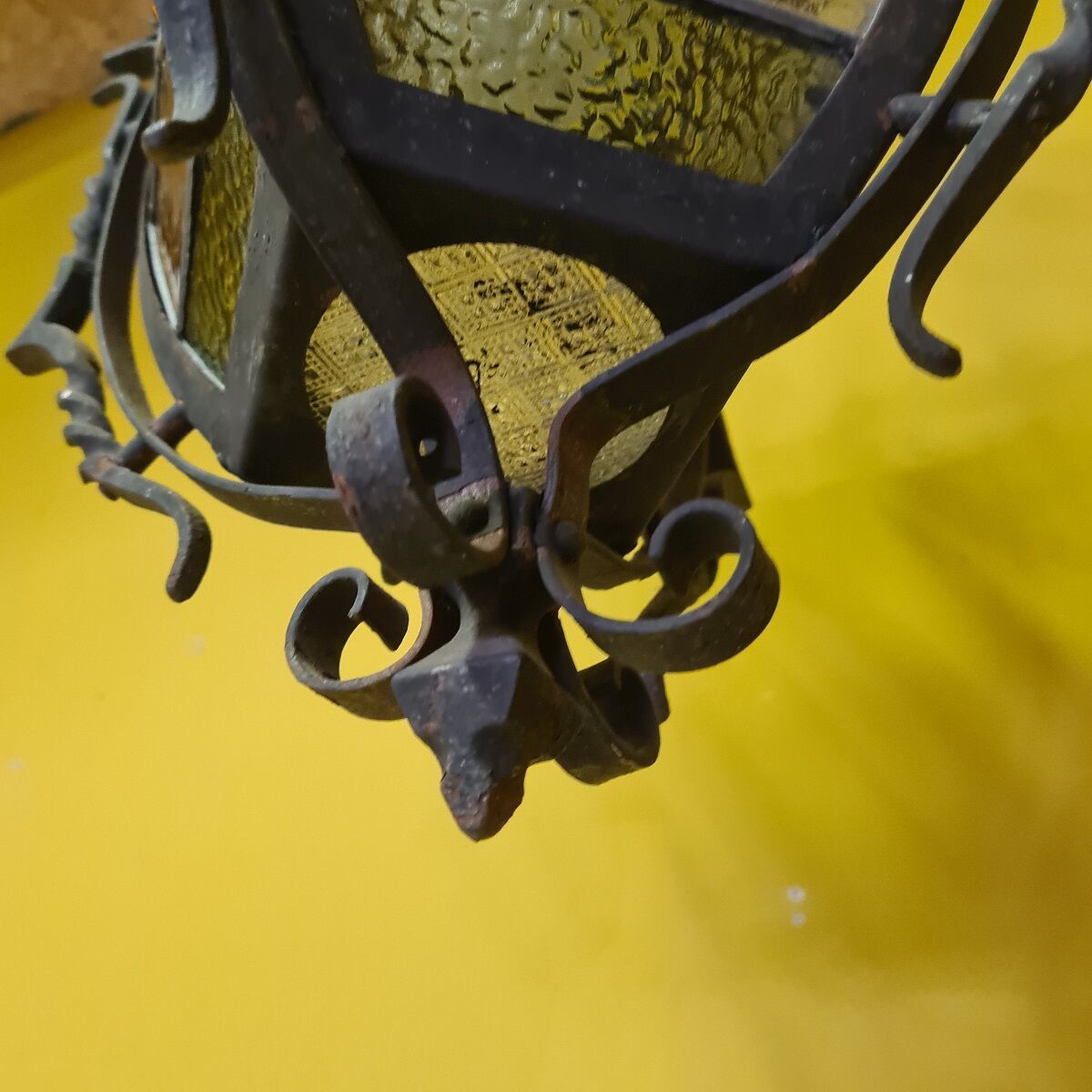 Antique french gothic style hanging lantern, from around 1900.