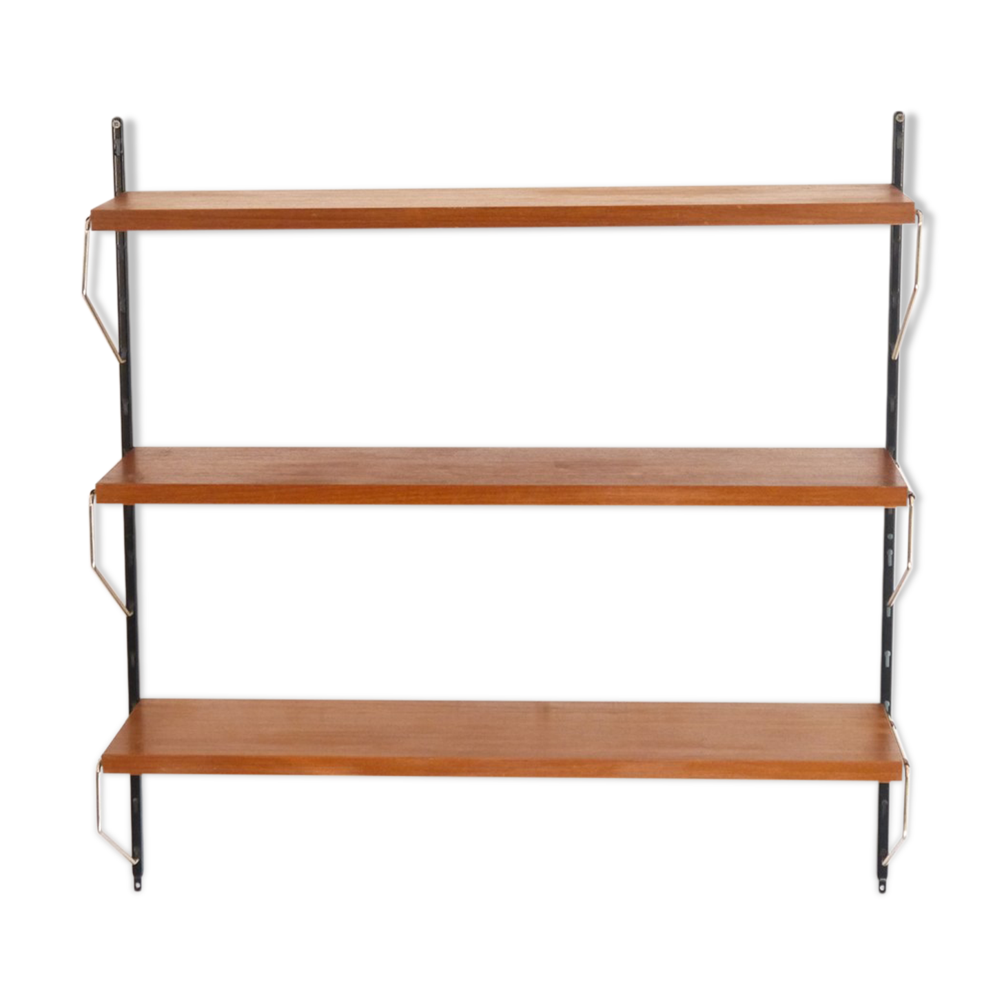 Vintage Scandinavian wall floor in teak metal and brass