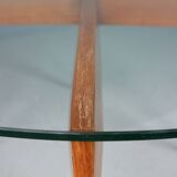 Gio Ponti Coffee Table for Isa Bergamo in oak with Round Cristal Top, 1957
