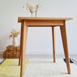 Table en bois ancienne pieds compas - double teinte