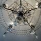 Antique cage chandelier with rock crystal pendants