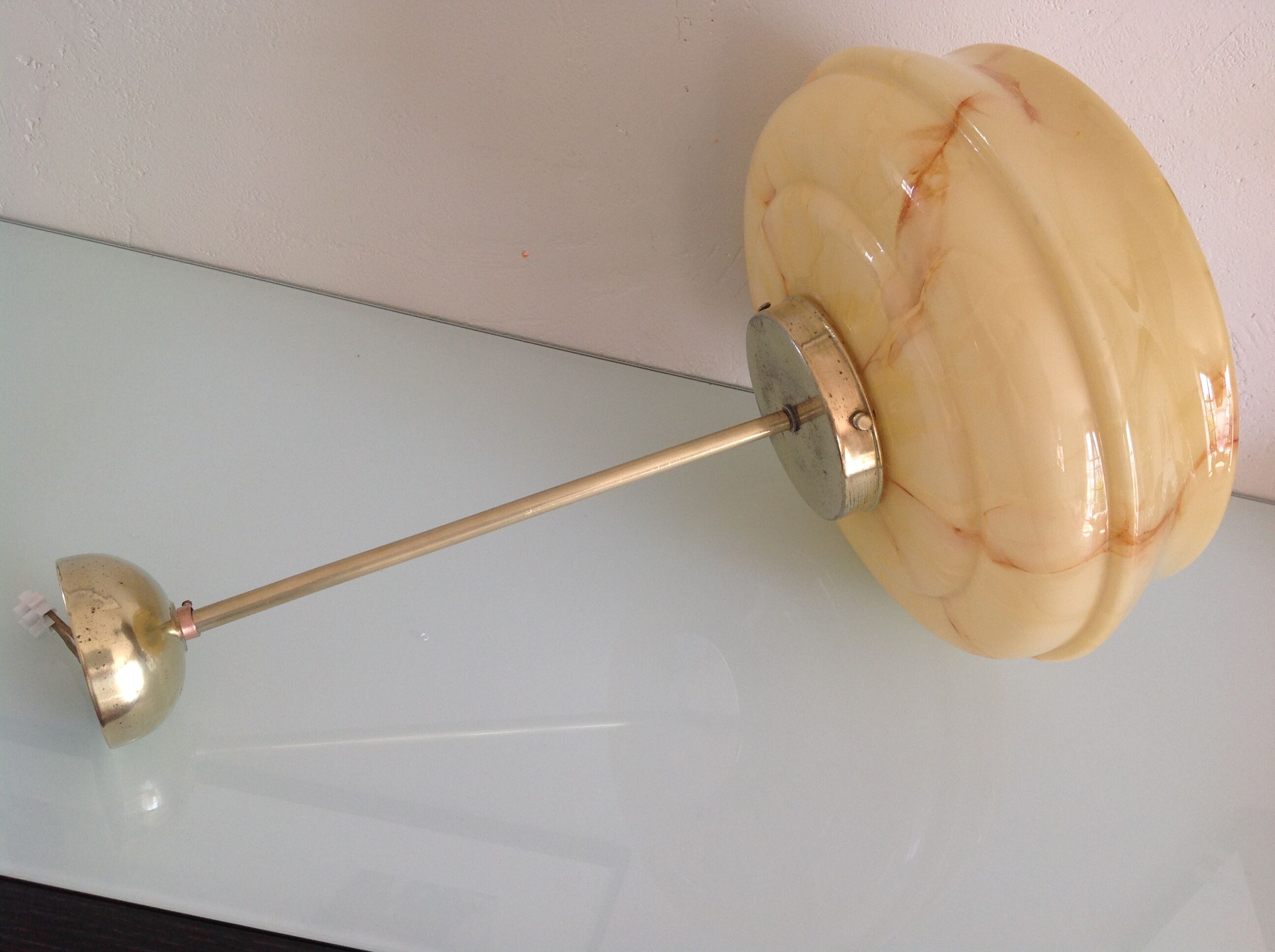 Vintage marbled glass globe ceiling light 50s 60s