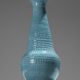 Turquoise ceramic conical vase, accolay, 1950s