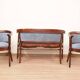 Thonet living room set, in wood and blue jacquard, 1910