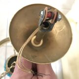 Pendant light in turquoise green opaline & brass