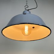Industrial grey enamel factory pendant lamp, 1960s