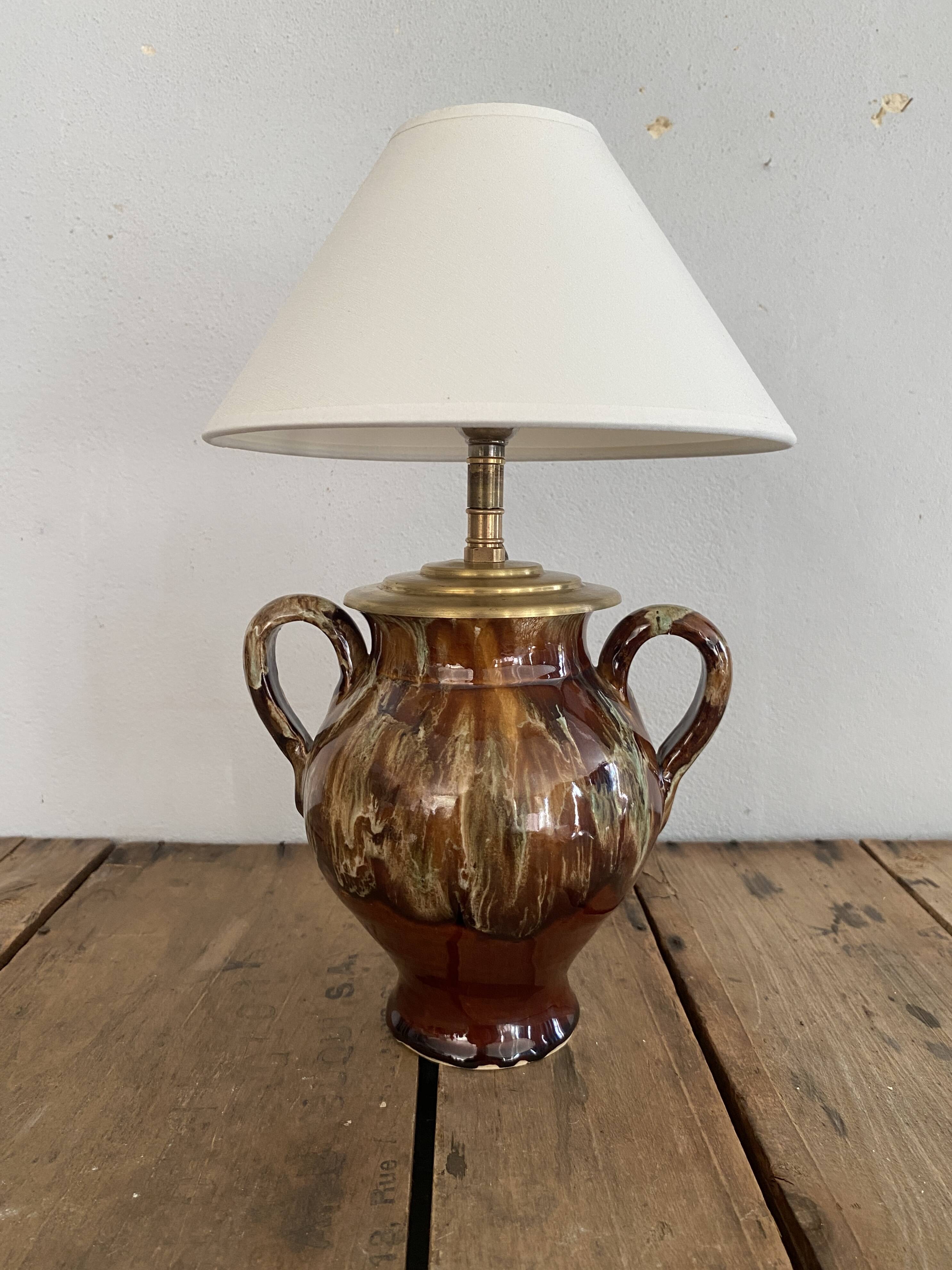 Ceramic lamp, fabric cable, cotton lampshade