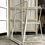2 white metal "Ted Ned" folding chairs by Niels Gammelgaard for IKEA, 1980s