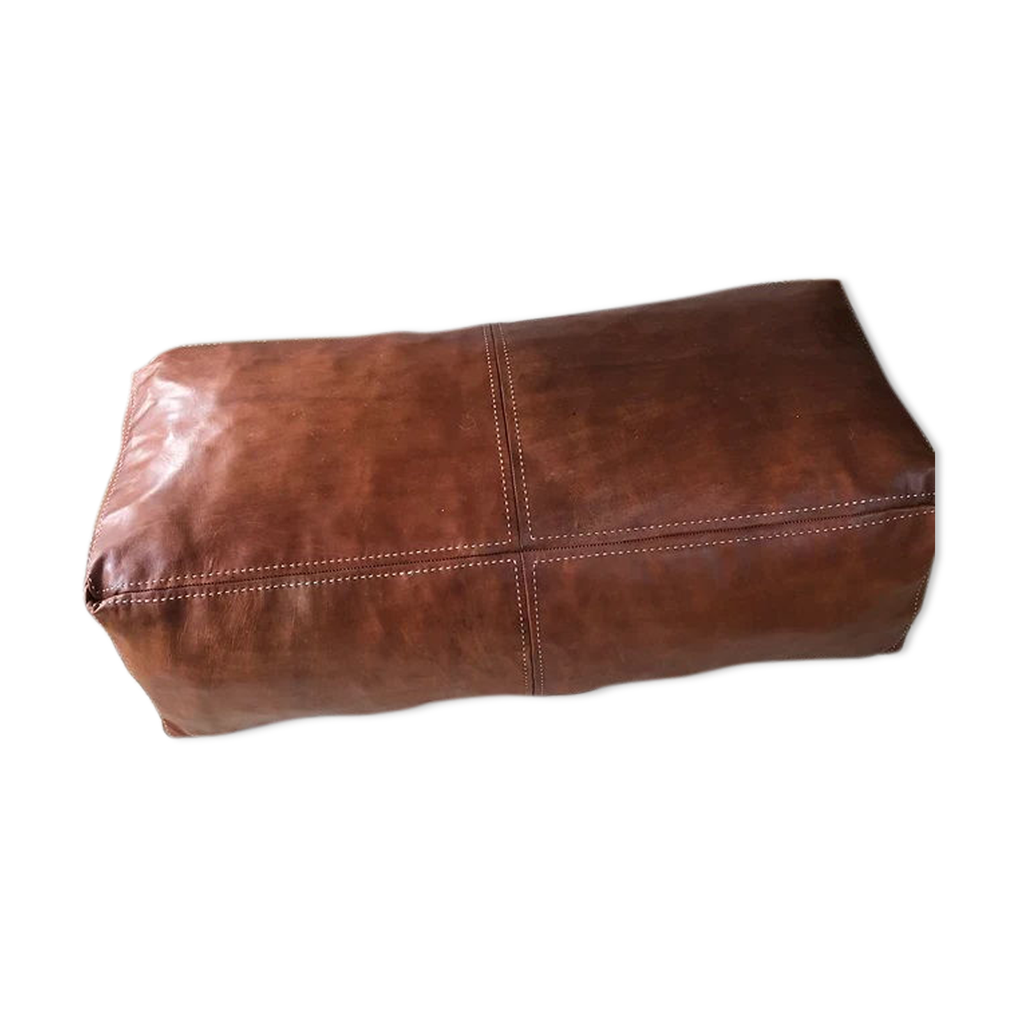 Brown leather floor cushion