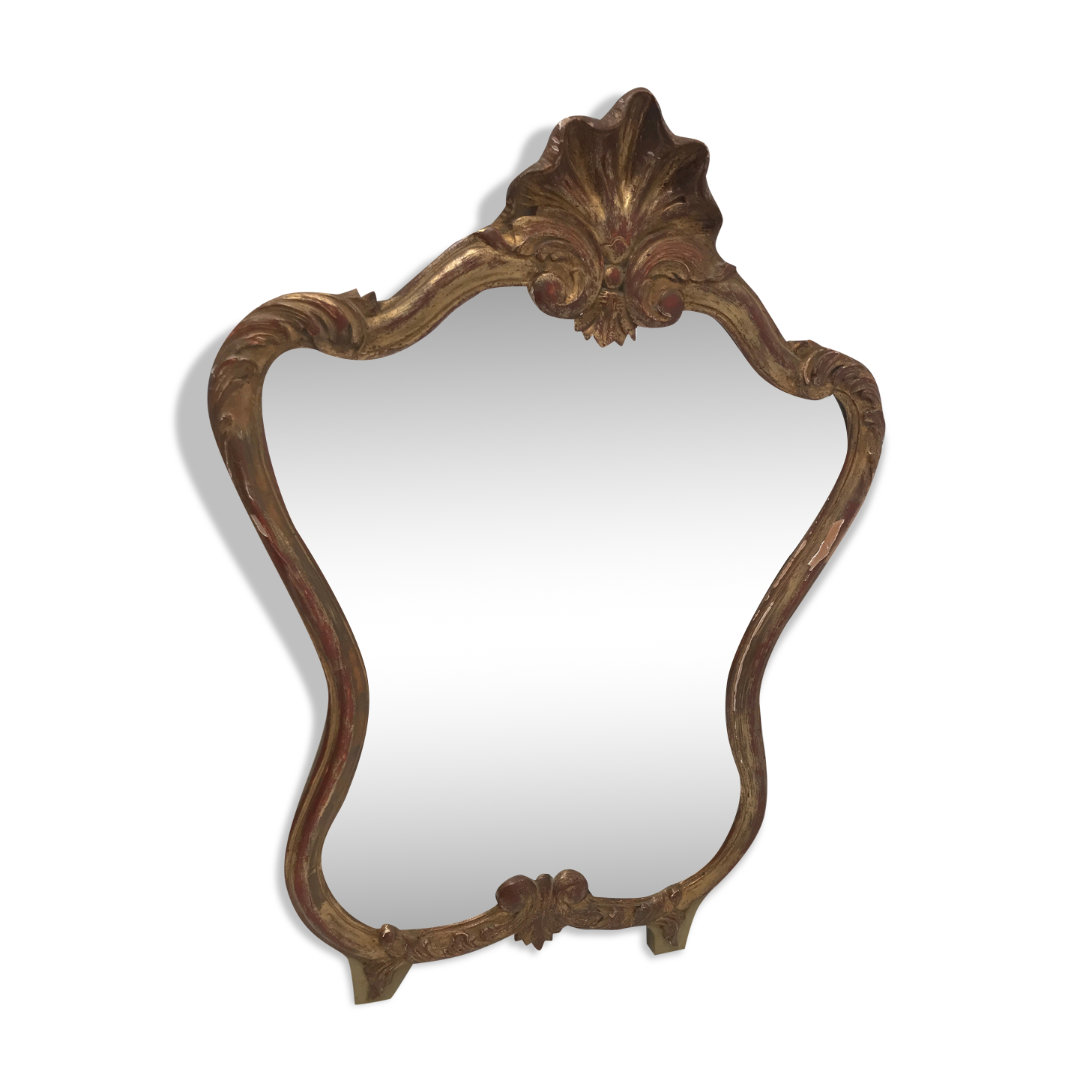 Gilded wooden mirror decoration shell Louis XIV