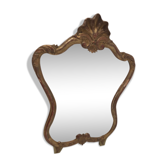 Gilded wooden mirror decoration shell Louis XIV