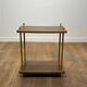 Double Tray Leather Sofa Table in Golden Tawny with Small Iron Details. Brass