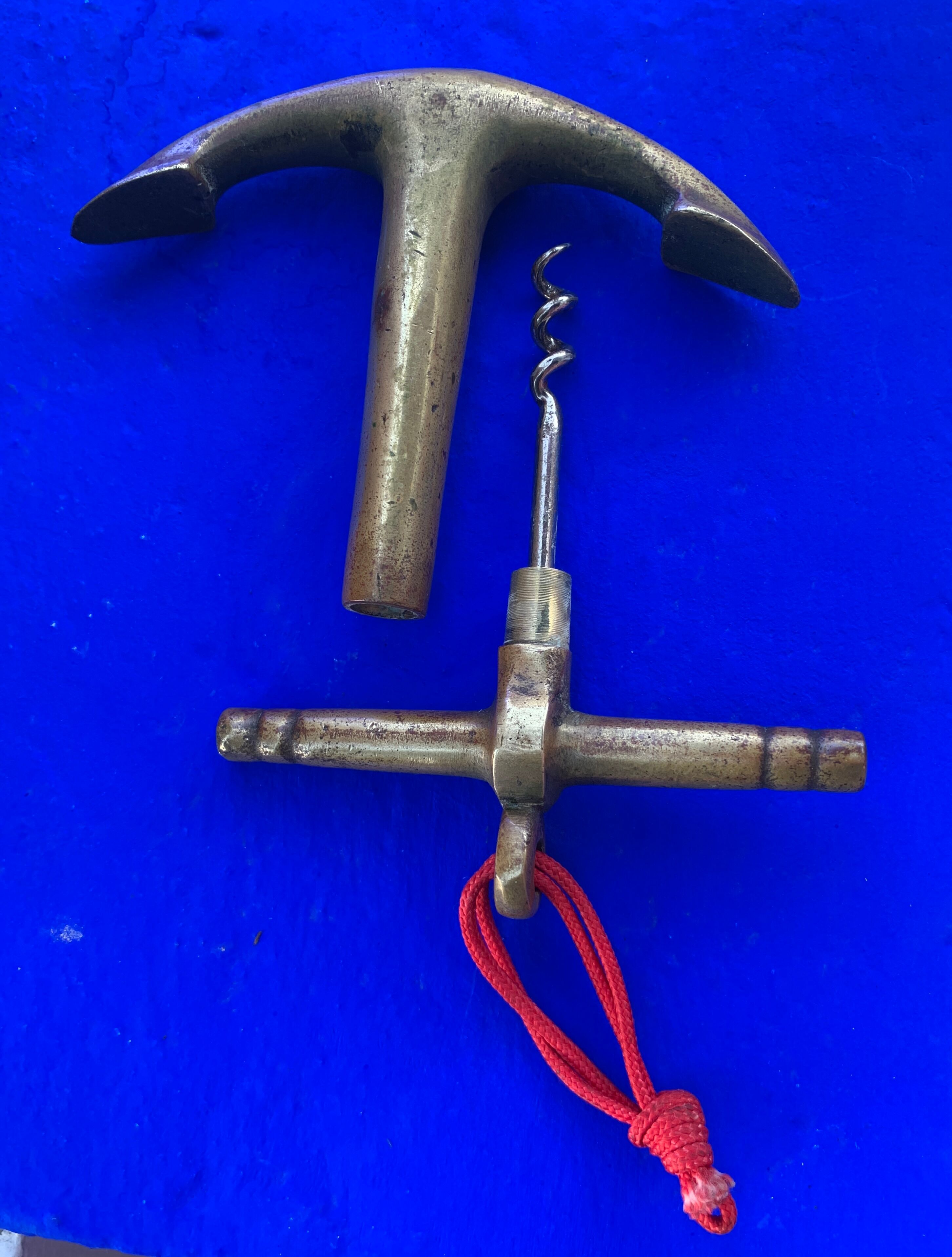 Bronze corkscrew in the shape of a boat anchor
