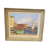 Oil on marine canvas a abougit environ du grau du roi