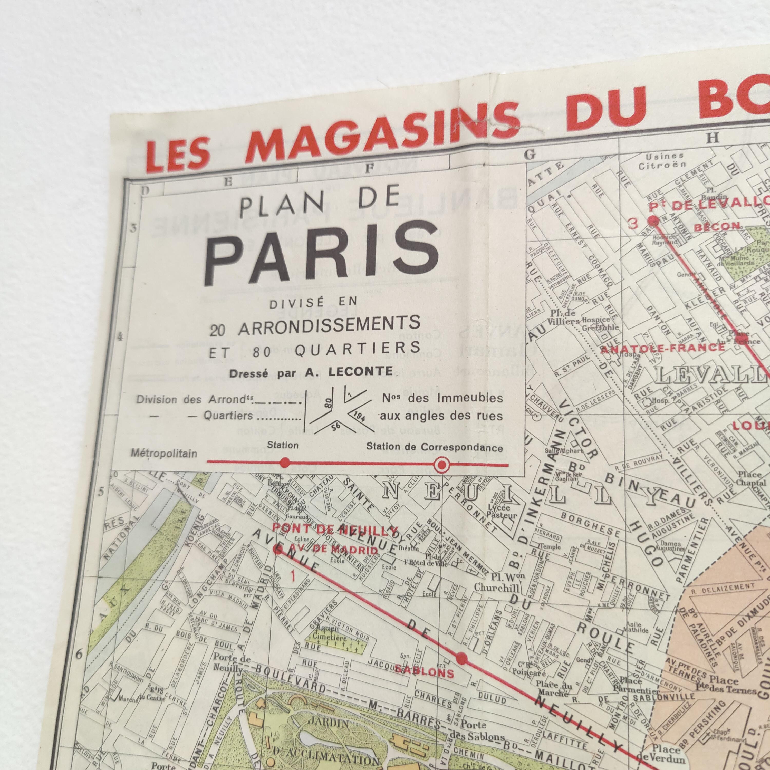 Carte vintage Paris et ses quartiers 1970