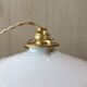 Pair of vintage white opaline pendant lamps and transparent serrated edges