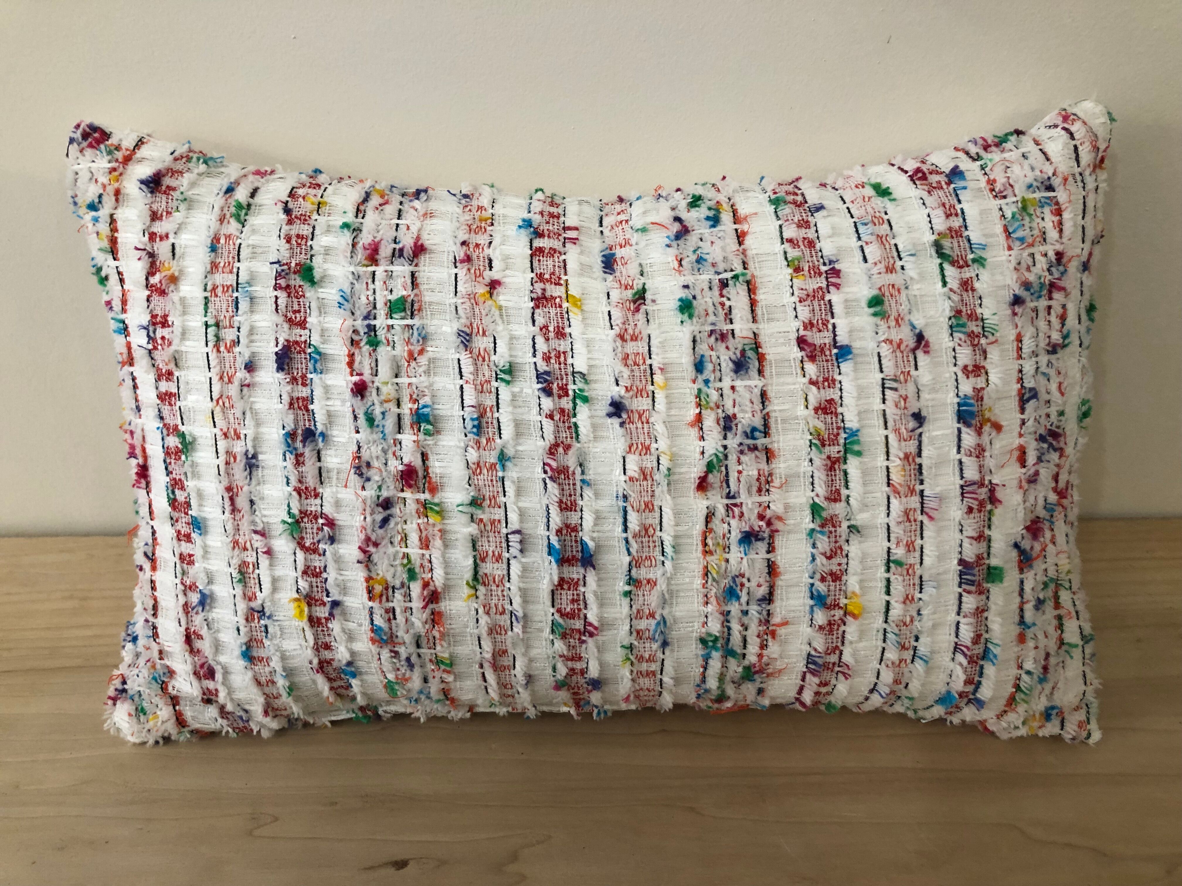 Red tweed cushion Malhia Kent