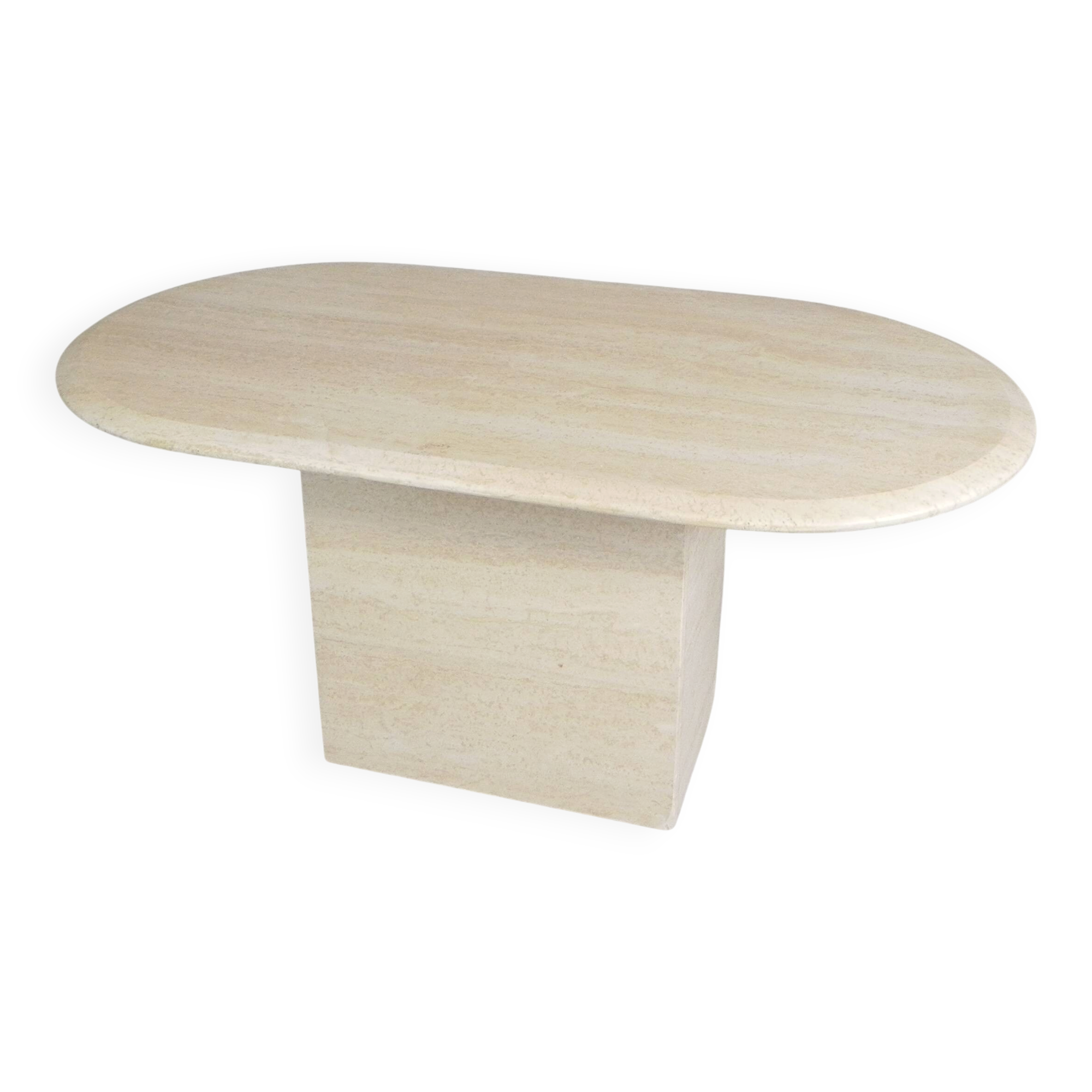 Mid-Century travertine coffee table with an oval top, 1970s.