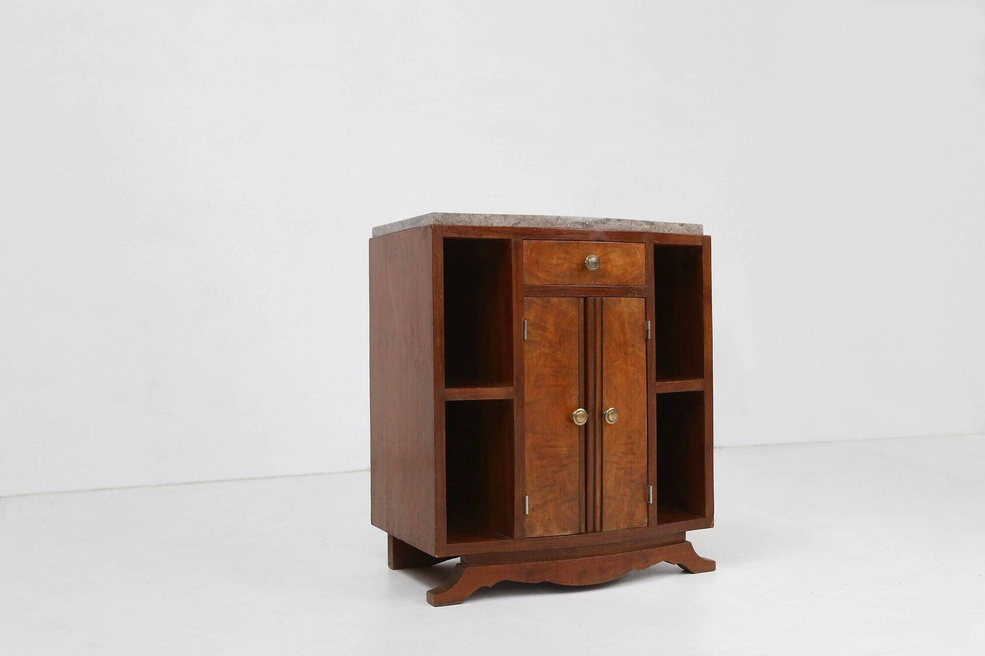 Art Deco cabinet in wood with a marble top, France, 1930s
