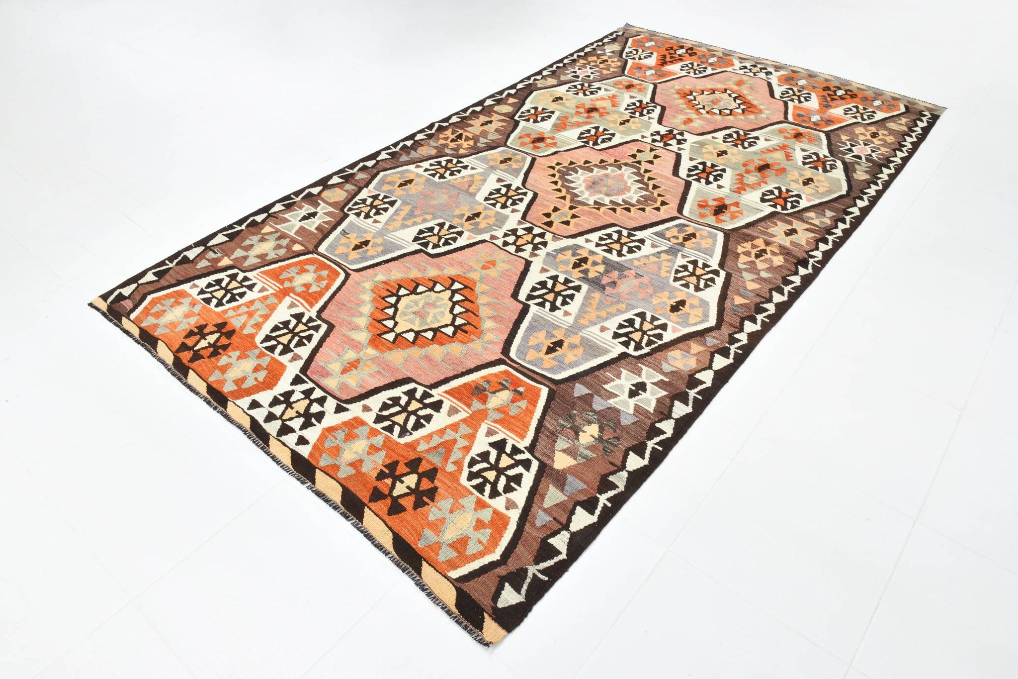 6x10 Grey & Pink Vintage Kilim Rug, Aesthetic Rug, Rugged Rug, 171x306Cm