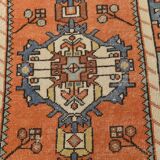 3x10 Orange Blue Handmade Geometric Vintage Runner Rug, 85x304Cm