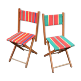 Paire de chaises plage camping pliante vintage