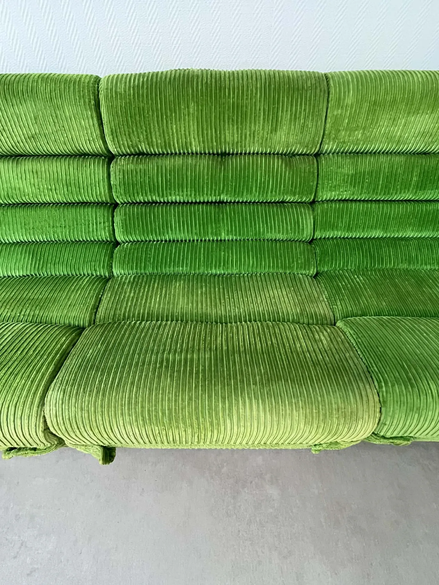 Modular green velvet corner sofa, 1970s