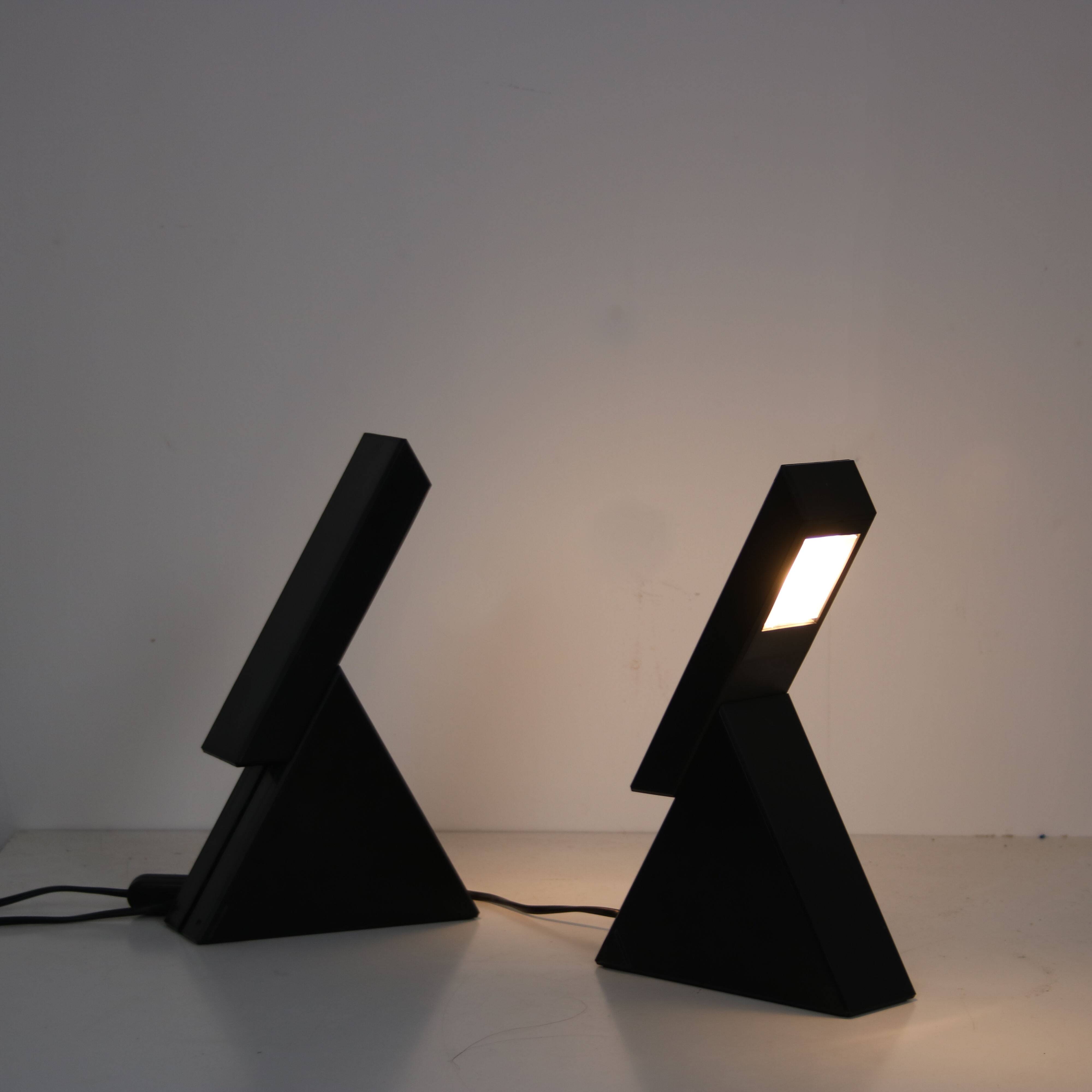 1980s Pair of “Delta” table lamps by Mario Bertorella for JM RDM, Italy
