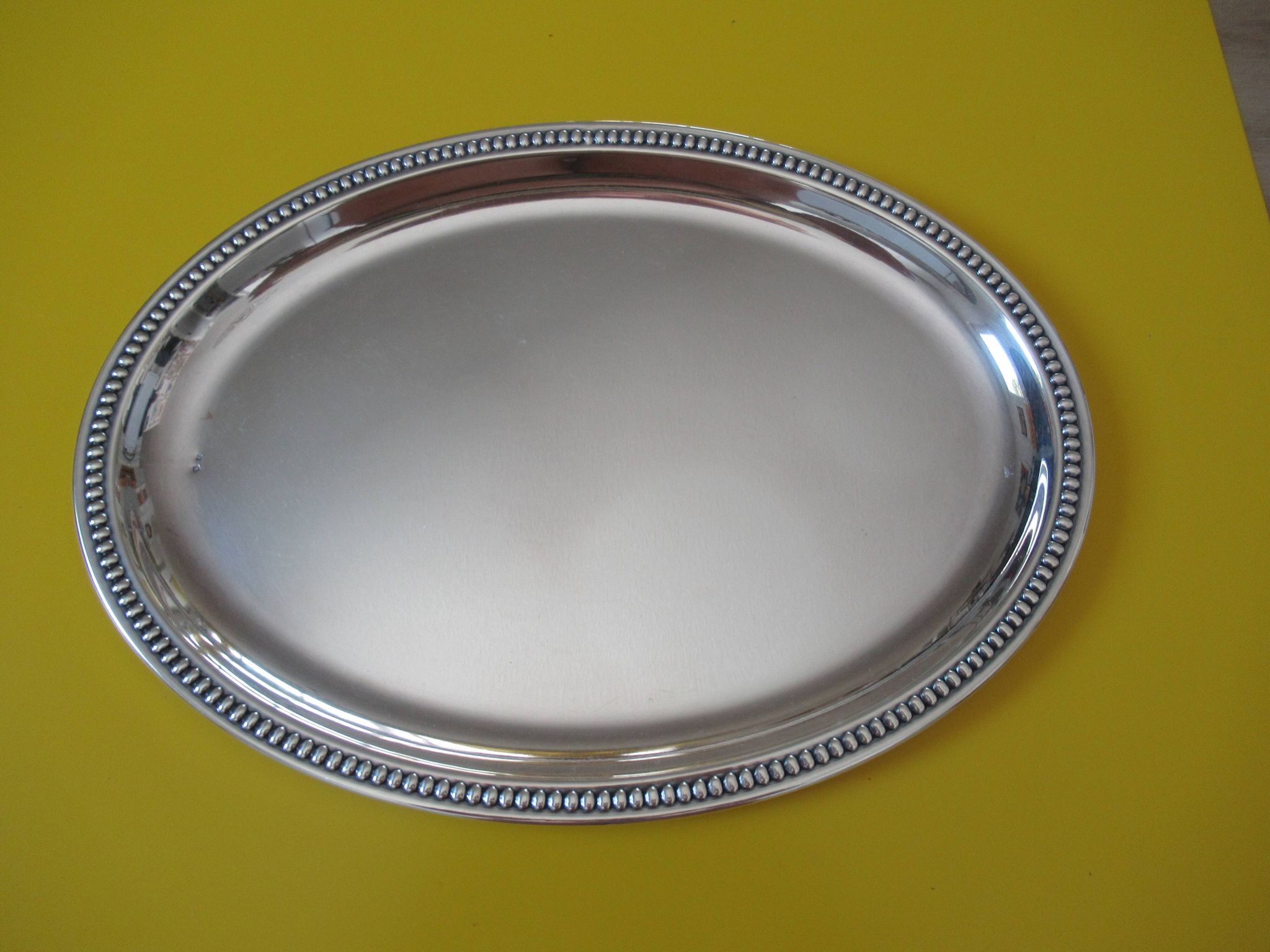 Oval silver-plated metal tray 33.5X24.5 Louis XVI style vintage very good condition