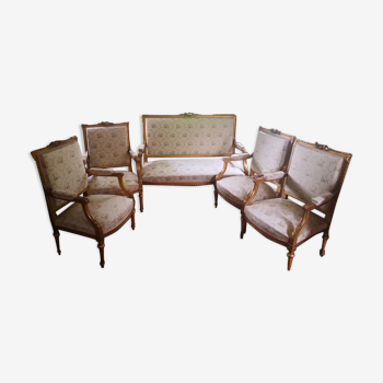 Ensemble canapé et 4 fauteuils style Louis XV