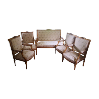 Ensemble canapé et 4 fauteuils style Louis XV