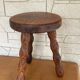 Tripod stool, pearl foot, solid wood, vintage