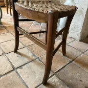 Campaign stool in rattan and wood
