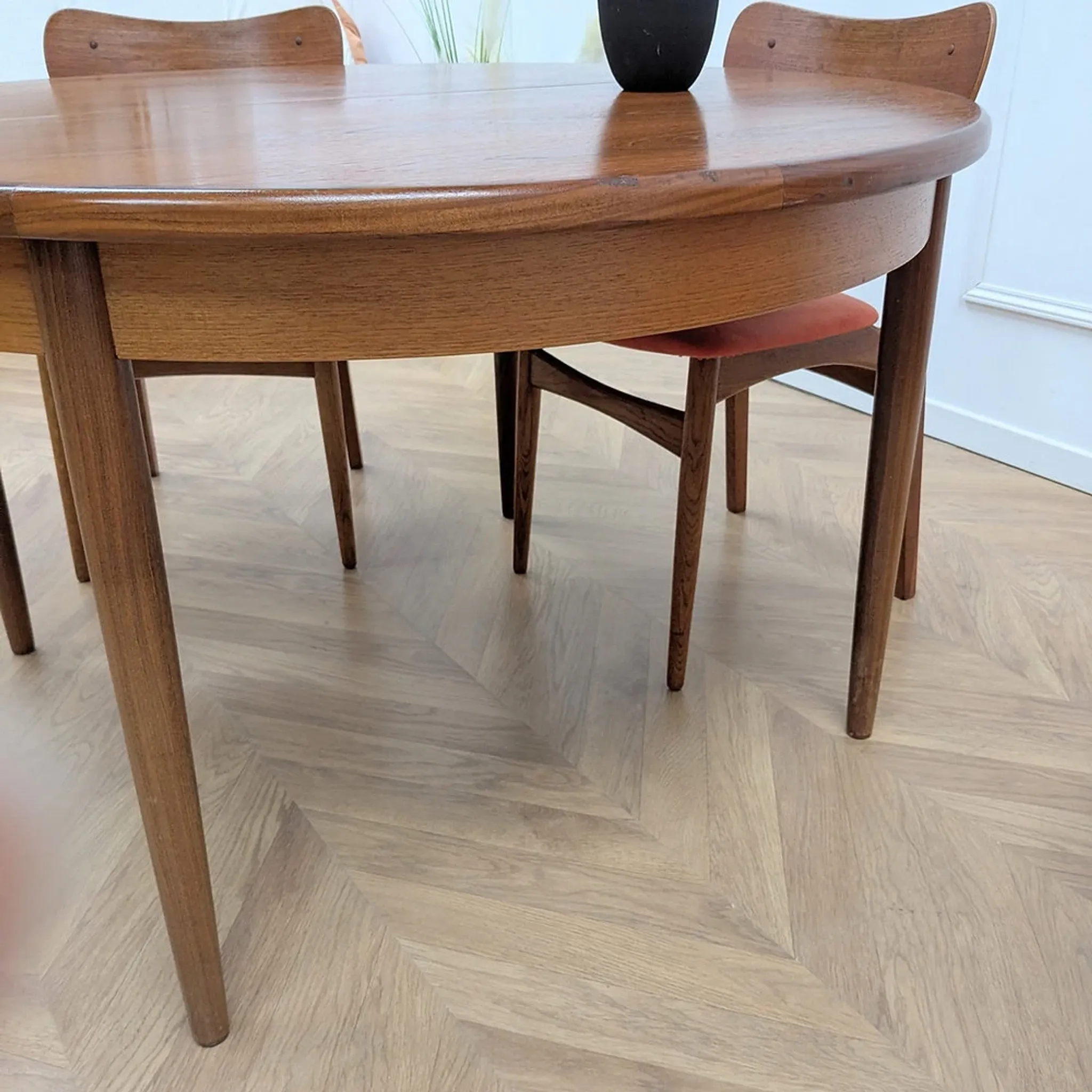 Table ronde G Plan teck scandinave extensible