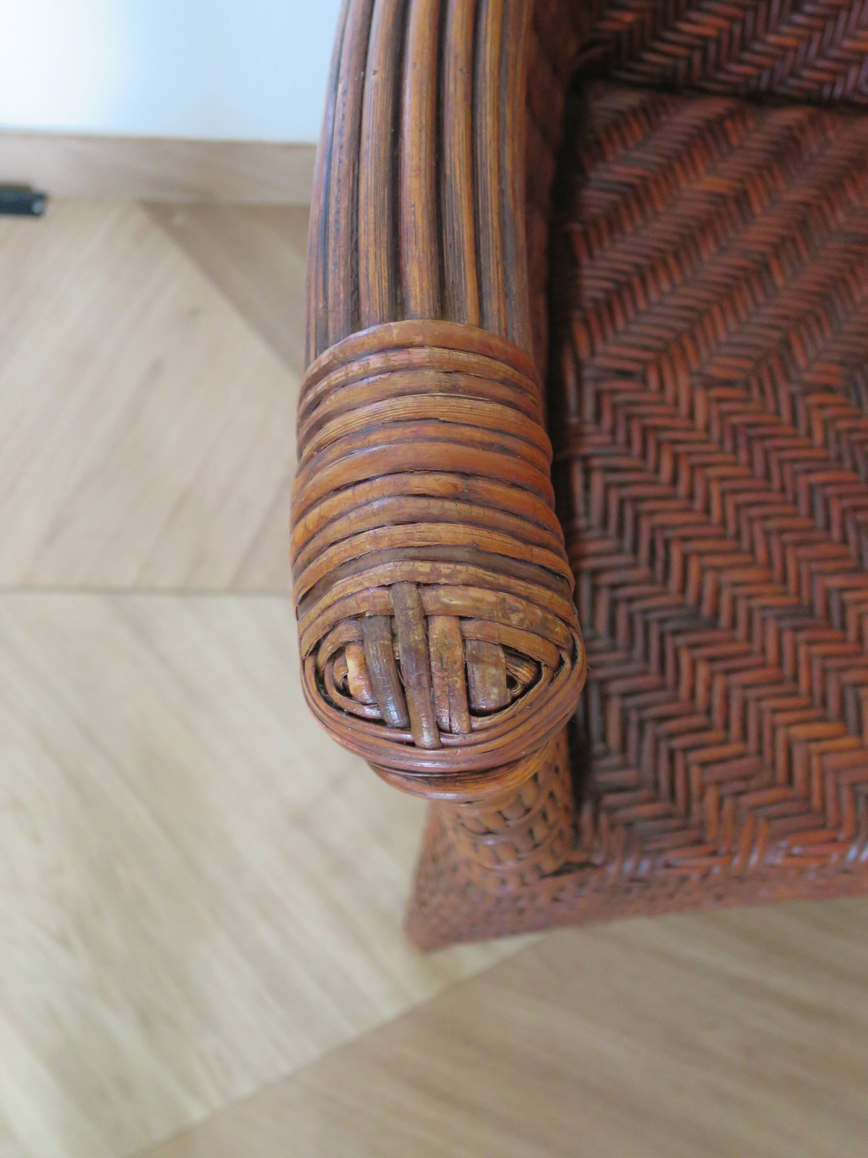 Woven rattan armchair, 1980s