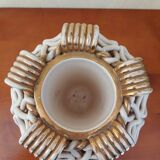 Sainte Radegonde ball vase in white and gold earthenware circa 1940-1950