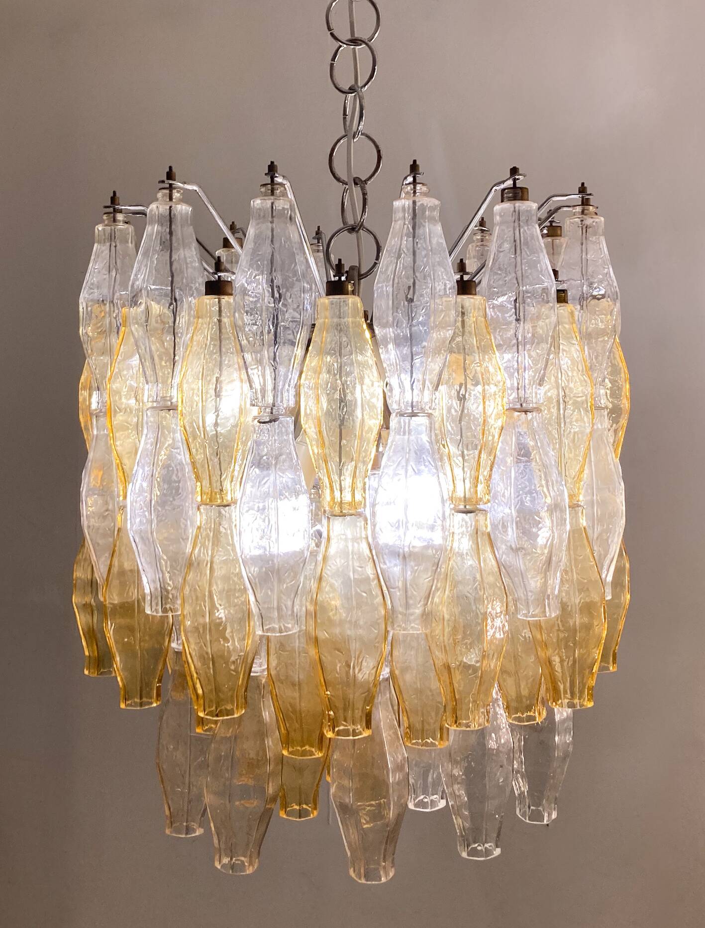 Mid-Century Murano Glass Chandelier "Polyhedr" by Carlo Scarpa for Venini, Italy, 1960s