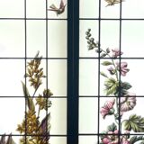 Pair of stained glass windows Hollyhocks