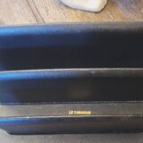 50's black leather letter holder
