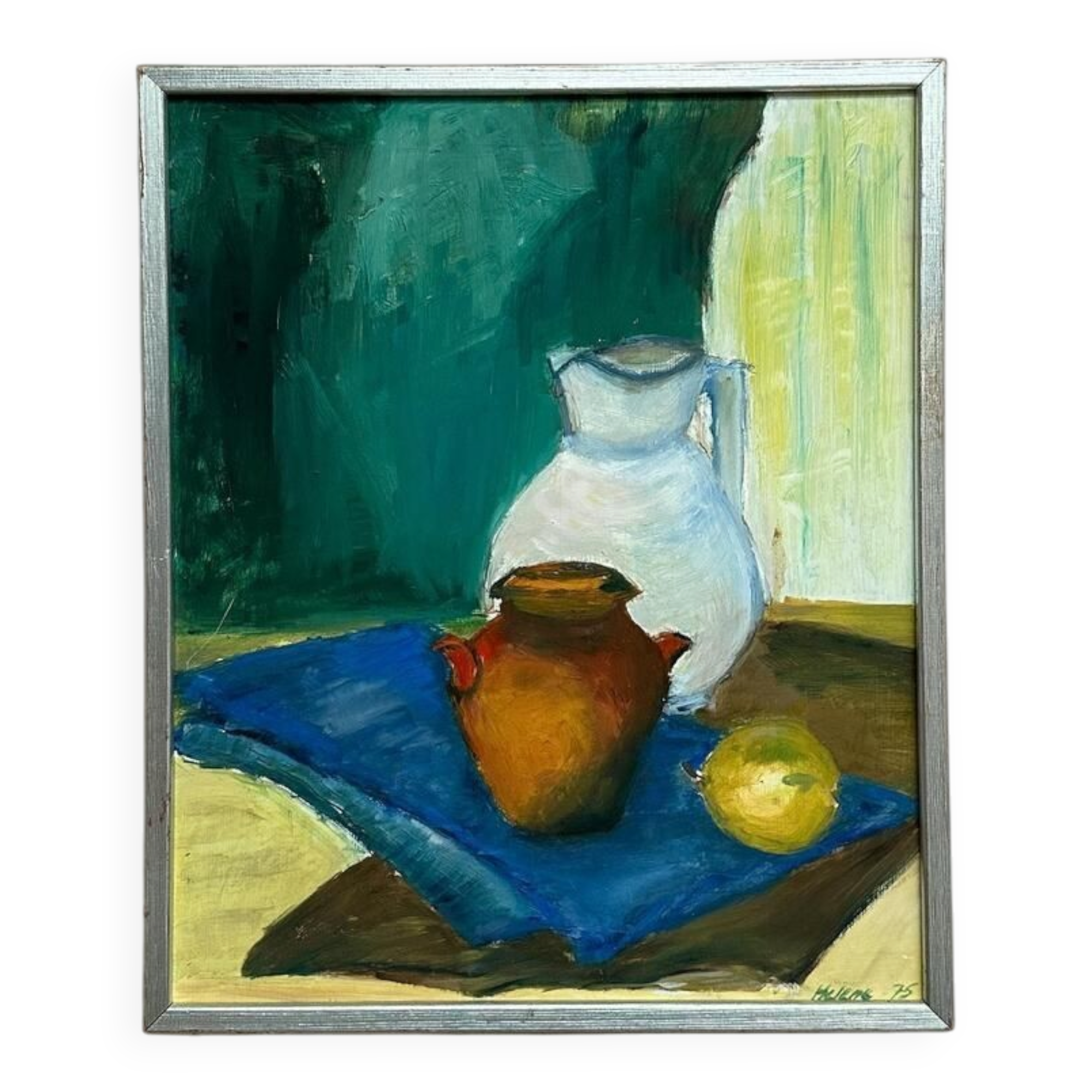 Original Swedish Oil On Panel – “Stilleben” By Helene Nilsson – Dated 1975 – Vintage & Framed – 48 × 40 Cm (18.9" × 15.7")