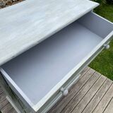 Commode vintage patine blanche