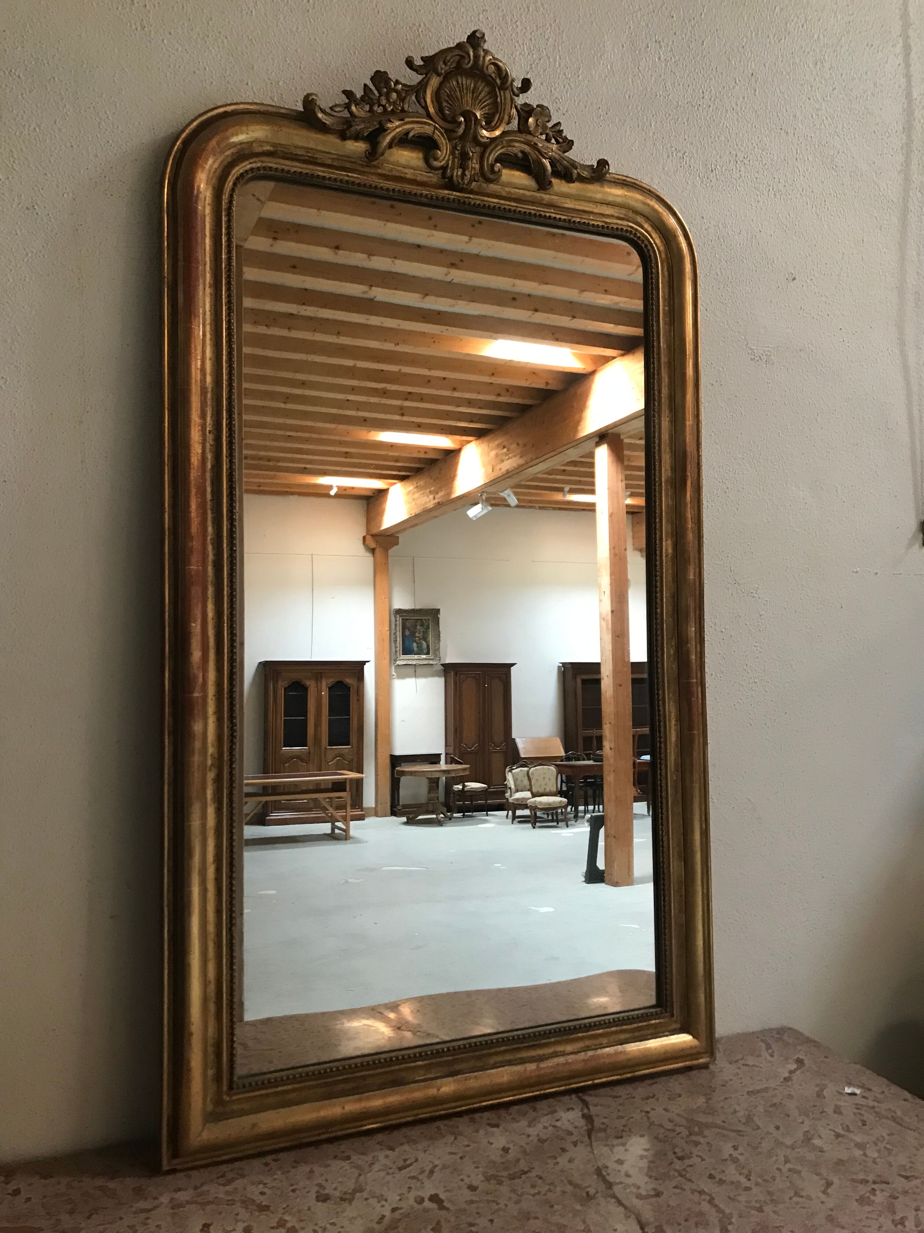 Miroir Louis Philippe à la feuille d’or 84x150cm